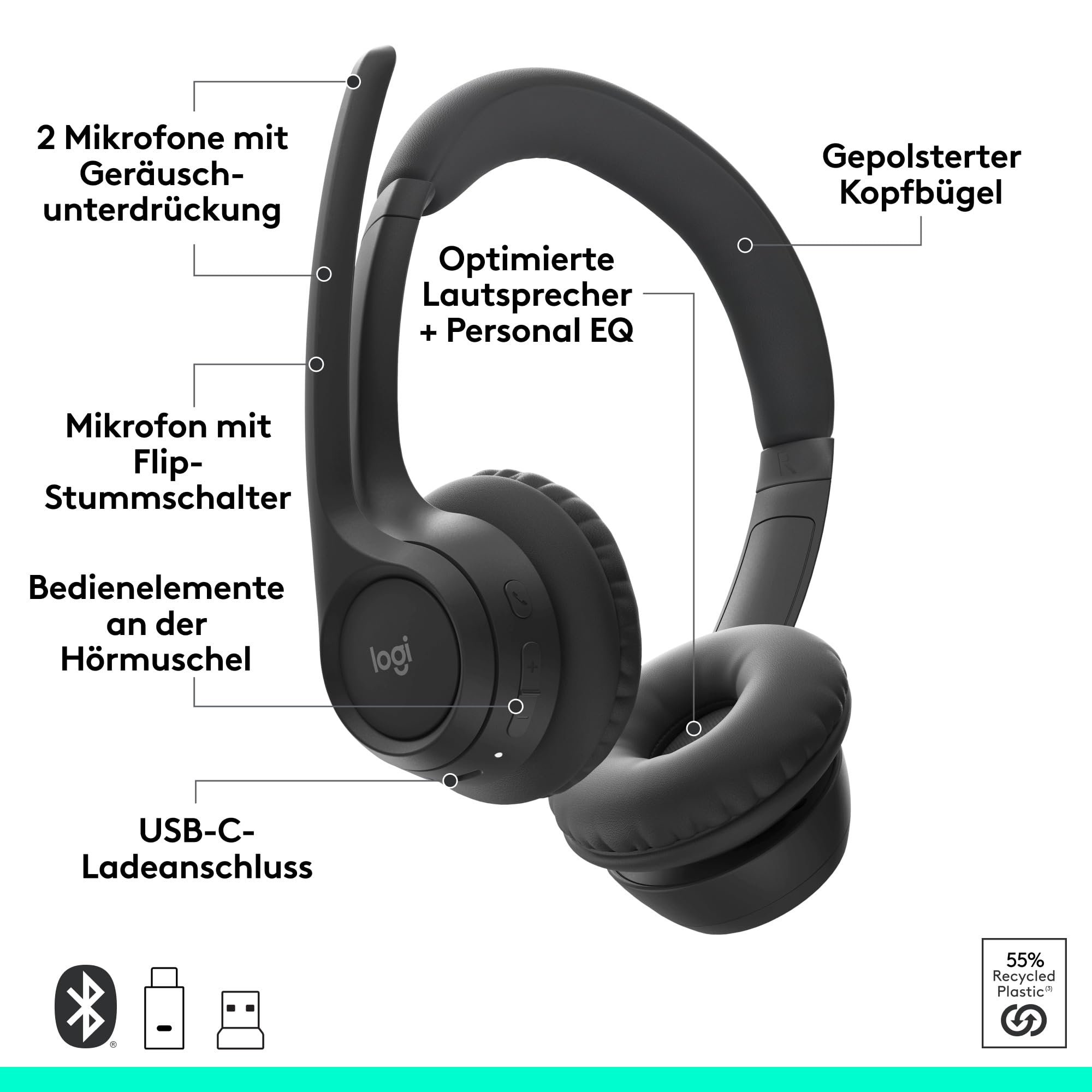 Logitech Zone 305 Wireless Bluetooth-Headset – Bild 6
