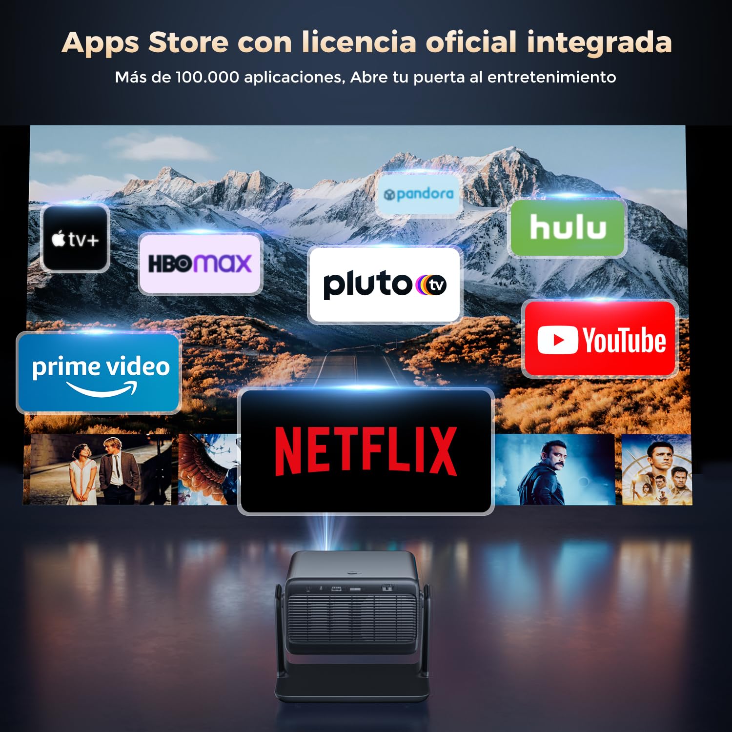 30000 Lúmenes Proyector Supported WiFi Bluetooth, AMEELA 1080P Videoproyector Compatible con Netflix/Youtube/PrimeVideo, 100,000+ Apps Compatible con iOS/Android