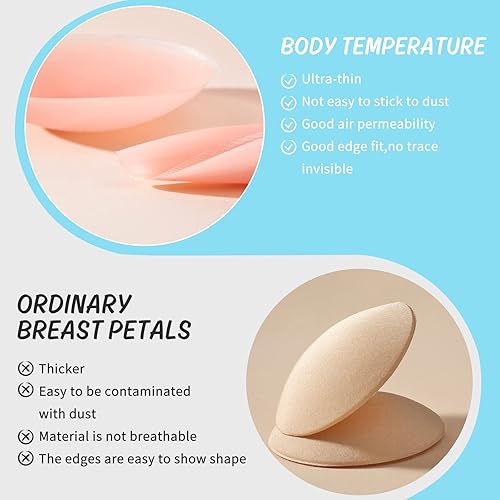 Miniatura 5 de STURME Fundas de pezón para mujer, fundas de silicona reutilizables para pezones, pétalos invisibles, calcomanías para pezones para mujeres