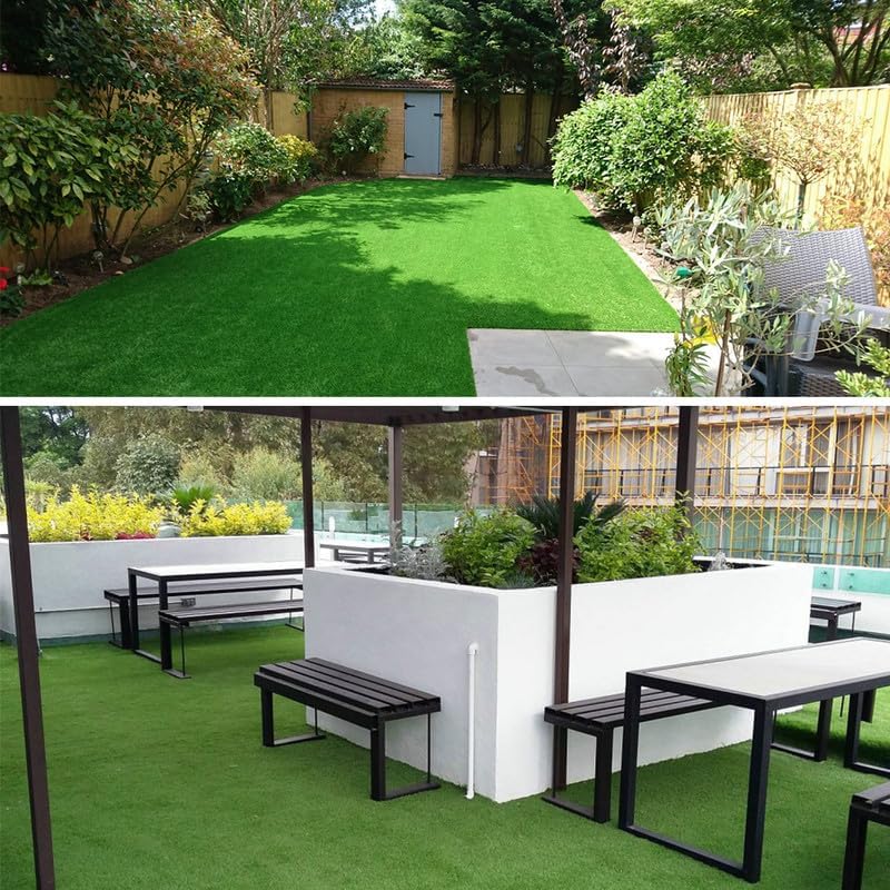 Artificial Grass Turf Synthetic Grass 1.38inch Pile Height High Density Fake Grass Rug 3FTX4FT, Indoor Outdoor Pet Astroturf Faux Grass Lawn Carpet,Custom Size Provided