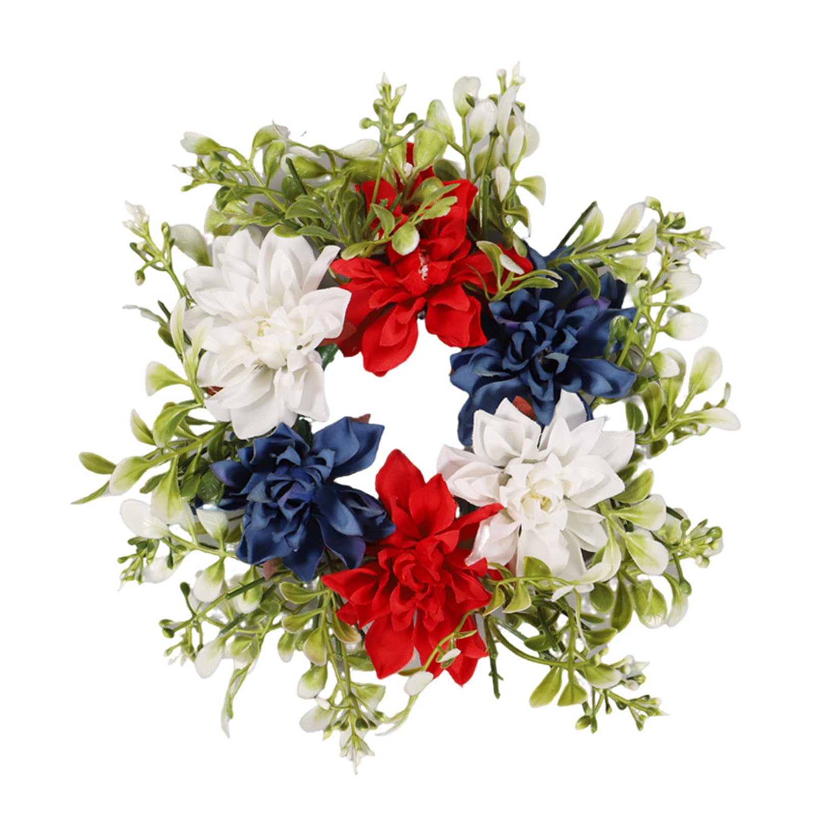 Qusinfc Independence Day Wreath Artificial Flower Wreath Decorative Stand Rings for Patriotic Festival Celebration Entrance