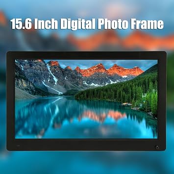 Digital Photo Frame, 15.6 Inch Photo Frame, 16:9 1920x1080 Screen Electronic Wood Frame Support Video Sound Picture Photo Sharing Digital Photo Frame Slideshow Black