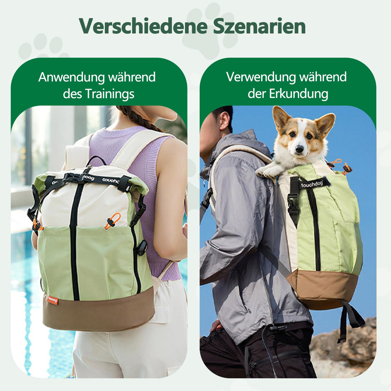 Galatée Haustier-Reisetasche, Wasserdichter Und Atmungsaktiver Haustier-Rucksack, Tragbare Tasche Mit Stoßdämpfender Bodenpolsterung Und Ausbruchsicherem Design(Grün)