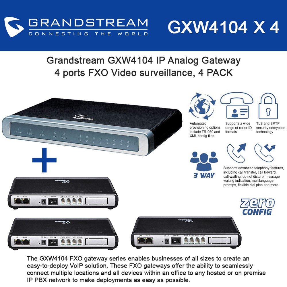 Grandstream GXW4104 4-Units FXO IP Analog Gateway with 4 Ports