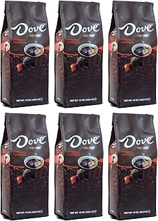 Dove Coffee, Dark Chocolate Candy Flavored Ground Coffee - 10 Ounce Bag (Case of 6)