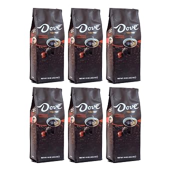 Dove Coffee, Dark Chocolate Candy Flavored Ground Coffee - 10 Ounce Bag Case of 6