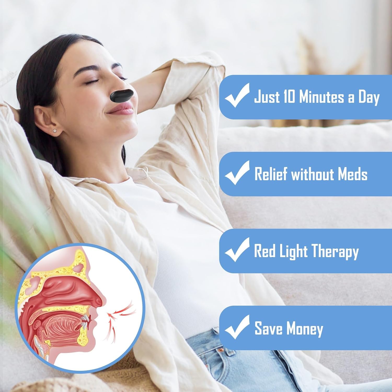 Byffoer Dispositivo de Terapia Nasal de Luz Roja, Terapia de Luz Roja, Infrarrojos para Nariz, Dispositivo de Terapia de Rinitis