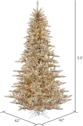 Miniatura 3 de Vickerman Árbol de Navidad artificial de abeto champán de 5.5 pies  Luces LED Dura-iluminadas de color blanco cálido  Árbol de Navidad de champán