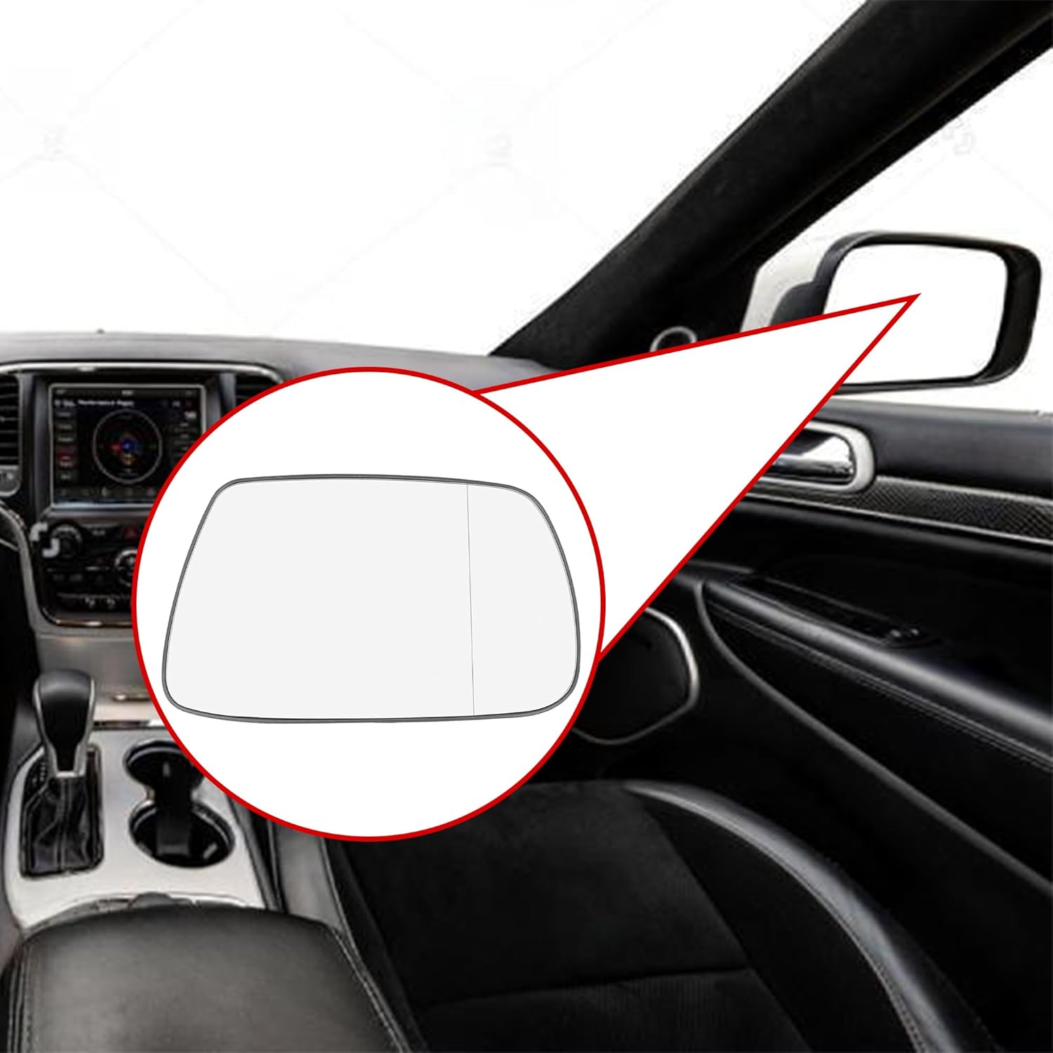 Passenger Right Side Rearview Mirror Glass Heated with Backing Plate for Jeep Grand Cherokee 2005-2010 Replace 5142874AA 1Pcs