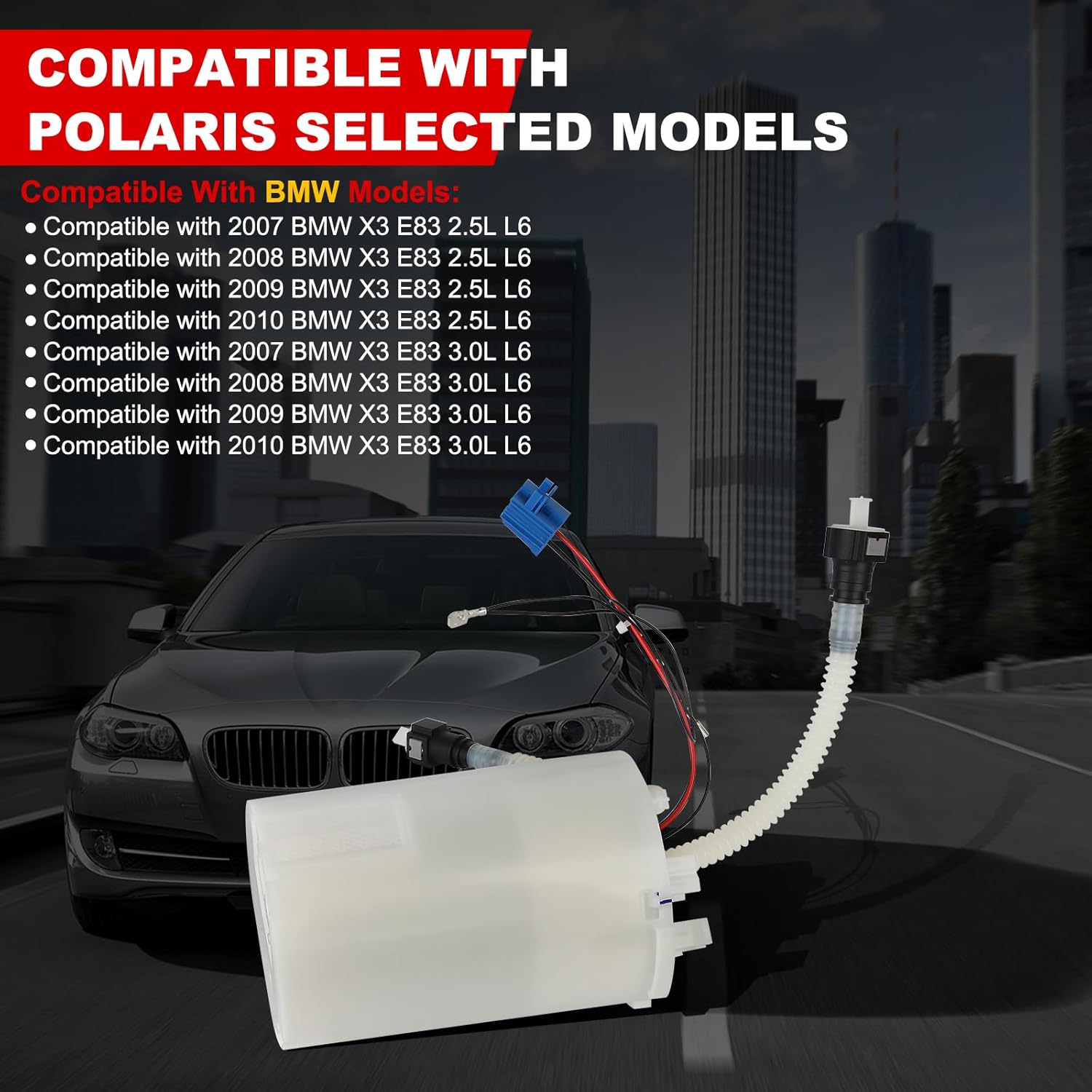 Electric Fuel Pump Module Assembly Compatible with BMW E83 X3 2007 2008 2009 2010, L6 2.5L L6 3.0L, Replace# 16117198406, 16117186453, E8828M, FG1589, P77096M, SP8828M