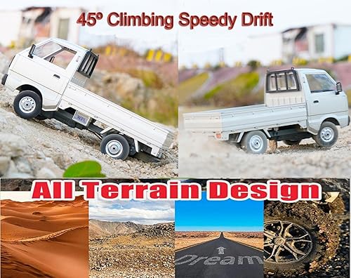 Miniatura 4 de WPL D12 RC Car 110 RC Drift Car RTR Auto de control remoto, Kei Truck Crawler Off Road 2.4G con dirección proporcional del acelerador 260 motor de