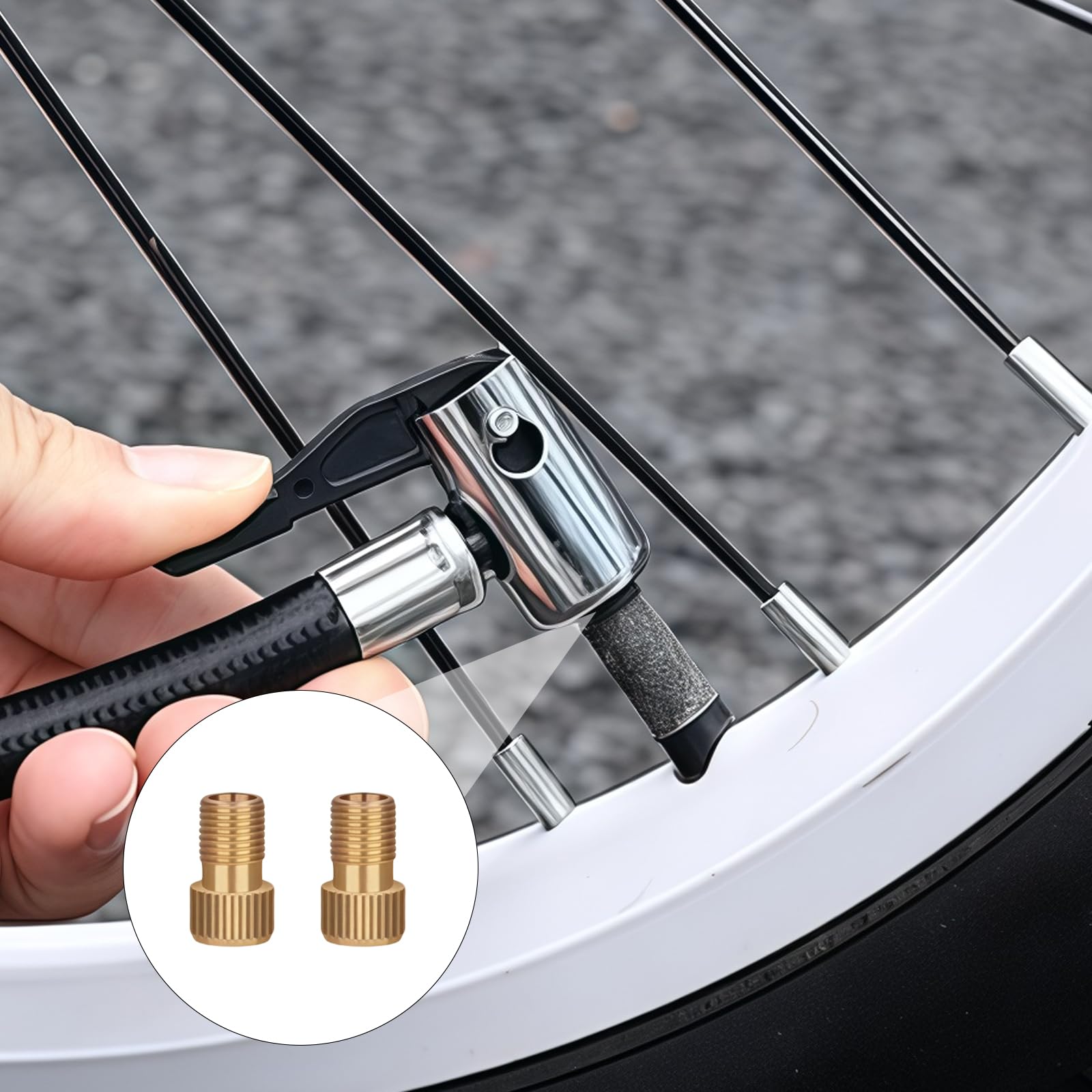 Zestaw adapterów do wentyli rowerowych, adapter do francuskiego wentyla i adapter do wentyla samochodowego, pompka rowerowa na wszystkie wentyle, adapter do pompy rowerowej z igłami i sorterem na