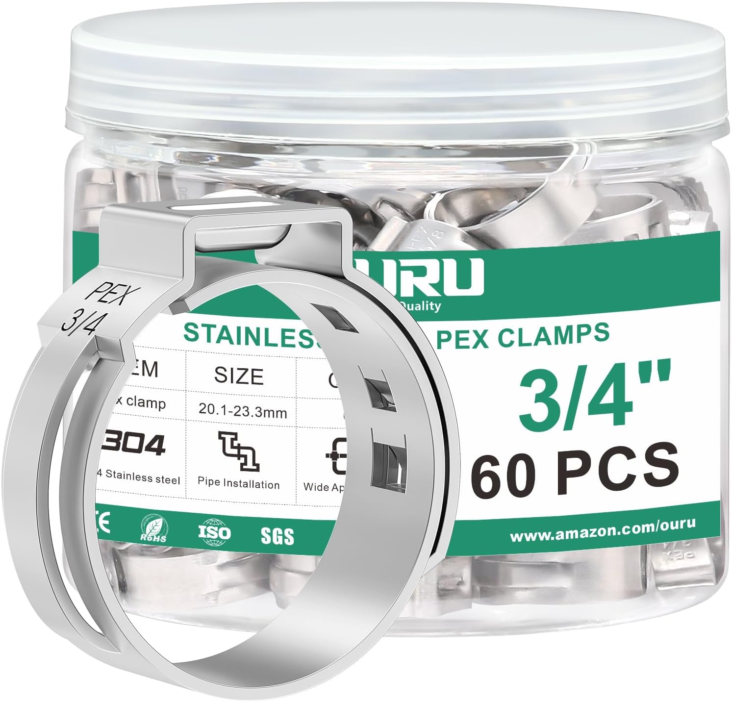 OURU 1/2'' Pex Crimp Rings +3/4'' Pex Crimp Rings