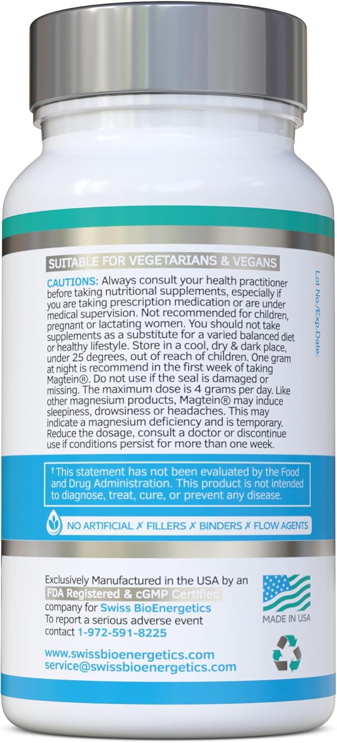 Magnesium L-Threonate Complex 7-in-1 with 1000mg of Magtein Plus Magnesium as Bisglycinate, Taurate, Citrate, Gluconate, Malate & Lactate - Supports Sleep - Vegan, US Made and No Artificial Nasties - Image 7