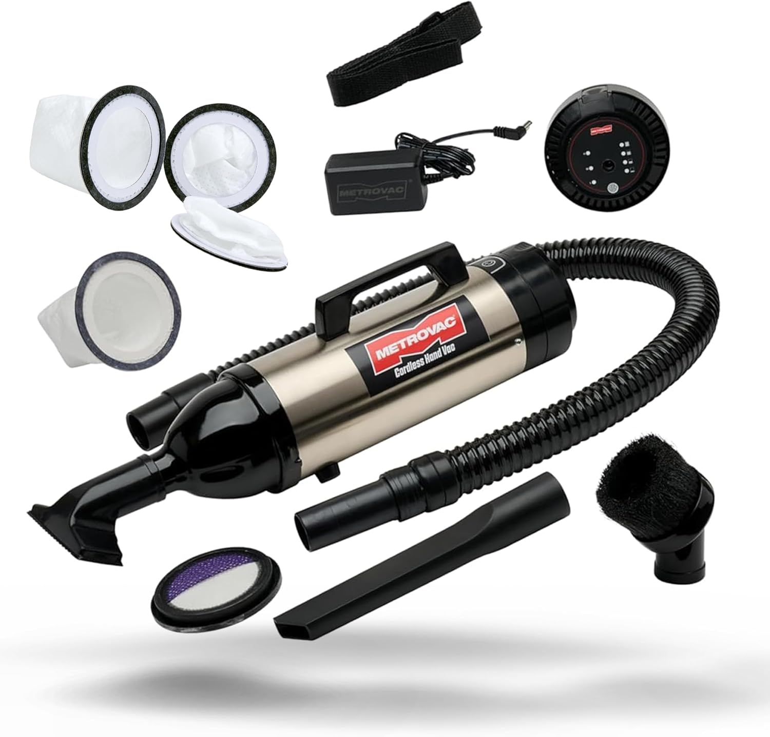 METROVAC Filter Bags 3 Pack Bundle with Deluxe Cordless Hand Vac