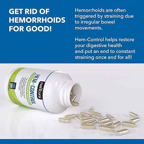 Miniatura 4 de Naticura Hem-Control - Tratamiento natural para hemorroides con cáscaras de psyllium hamamelis raíz de jengibre vegano 180 unidades ayuda a mantener