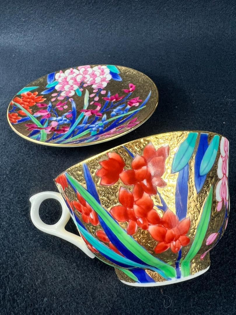 Amazon.co.jp: 有田焼 金龍窯 江口天童 伝統工芸師蘭 能 コーヒー