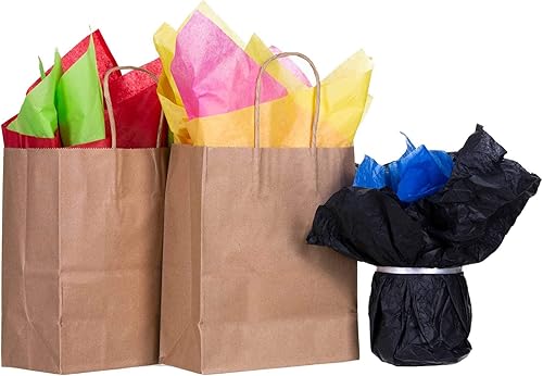 Miniatura 2 de Bolsas de regalo de papel marrón a granel con asas de 5.25 x 3.25 x 8 100 bolsas ideales para compras, embalaje, venta al por menor, fiestas,