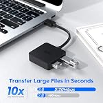 USB Hub 3.0 4 Ports, High Speed USB A Hub 5120Mbps, Concentrateur USB avec Chipset GL3510, USB Splitter for Laptop PC Mac Windows, Plug & Play Multi Device Adapter with Over Current Protection