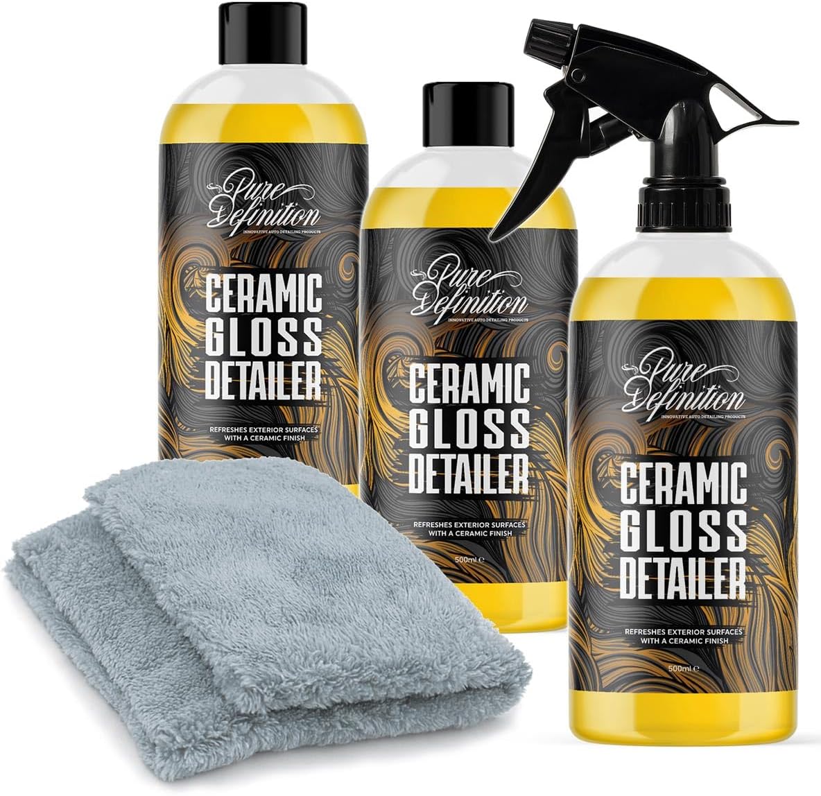 Ceramic Detailer Car Wax Gloss Spray Sealant Coating Vehicle Water Beading (3 x 500ml)