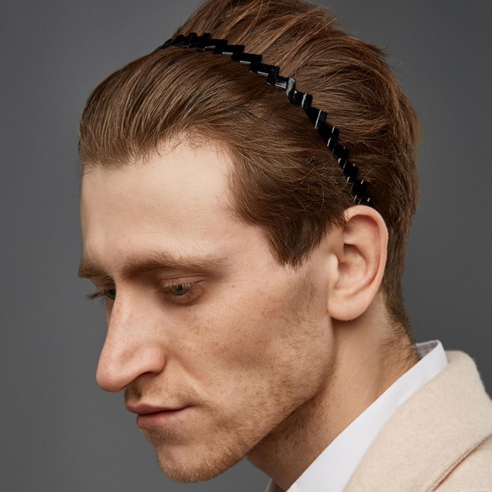 2 STK Zickzack Haarreif, Zick Zack Haarreif, Haarreifen Damen Männer Herren Schwarz Bernstein, Haarkamm Haarband, Stirnband Stirnbänder für Sport Fitness Zig Zag Headband, mit 64 Haarbänder Kosmetik