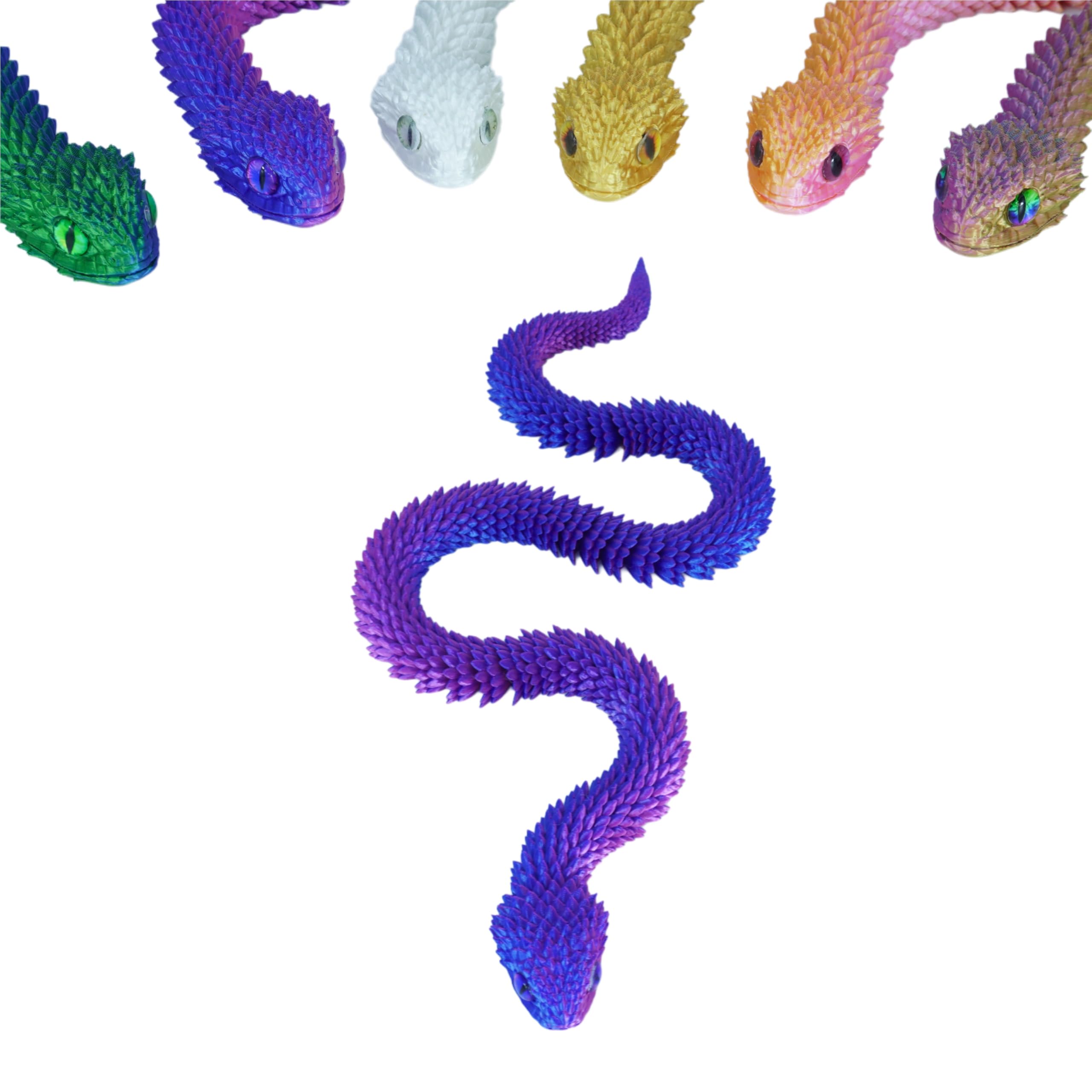 3D Printed Articulated Dragon Snake Figurine - (Blue red)