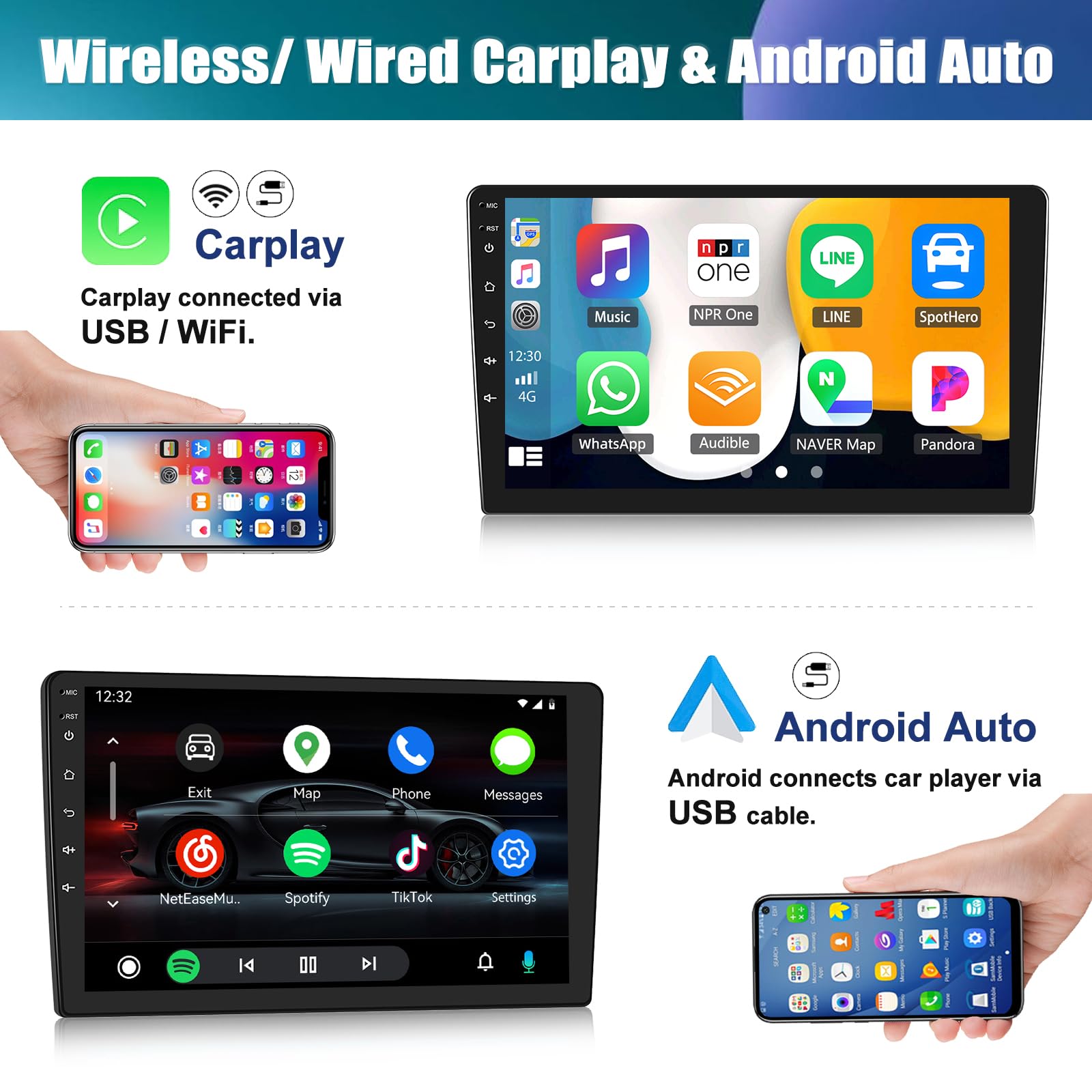 4+64G]Hodozzy Carplay Autoradio per Suzuki Swift 2005 2006 2007 2008 2009 2010,10 Pollice Touchscreen Android Autoradio Bluetooth con Android Auto/32 EQ/GPS/RDS/WIFI/USB