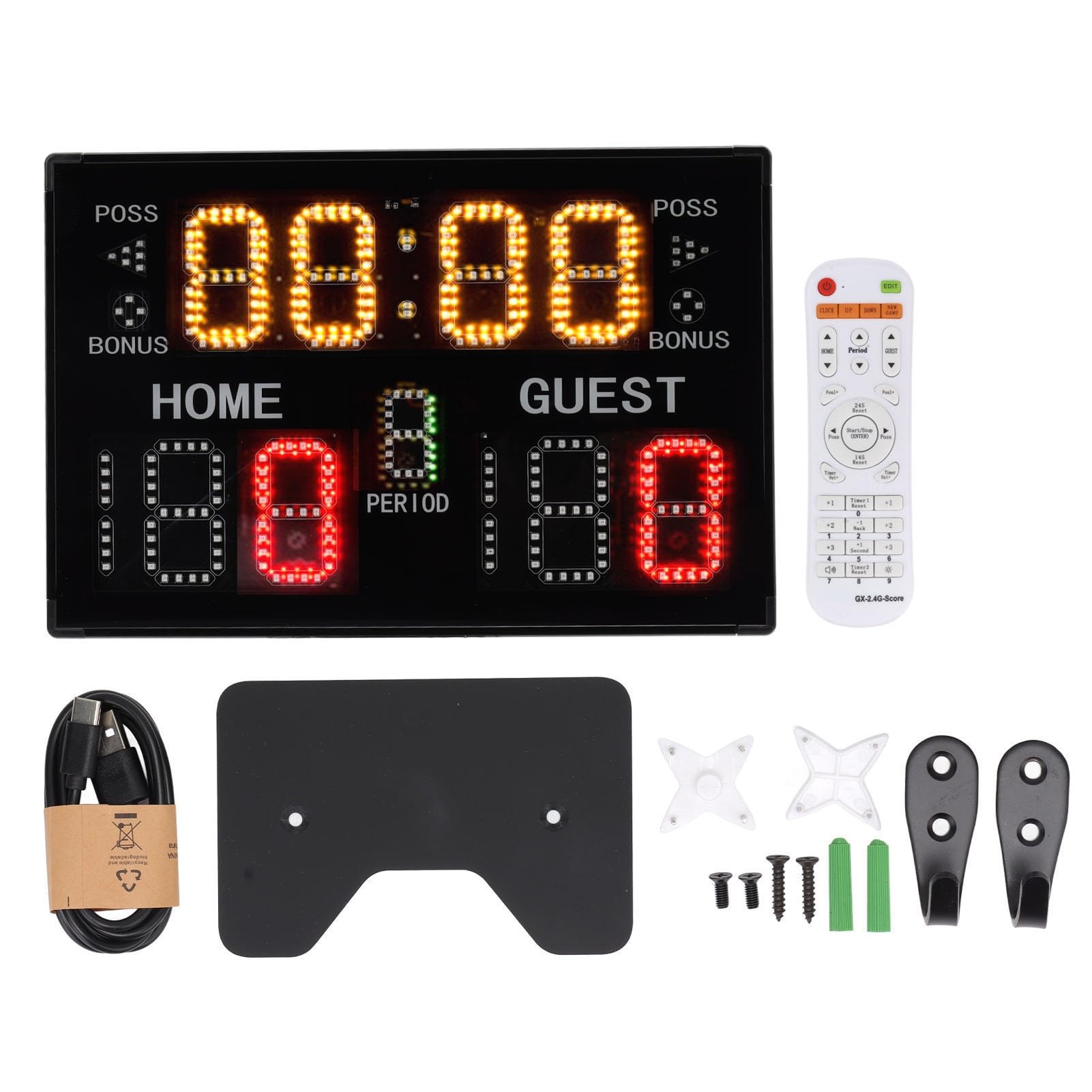 Tabellone Segnapunti Digitale, Tabellone Segnapunti da Tavolo per Interni Multisport Parete con Telecomando Cicalino, Tabellone Segnapunti Elettronico da Basket, Segnapunti e Timer