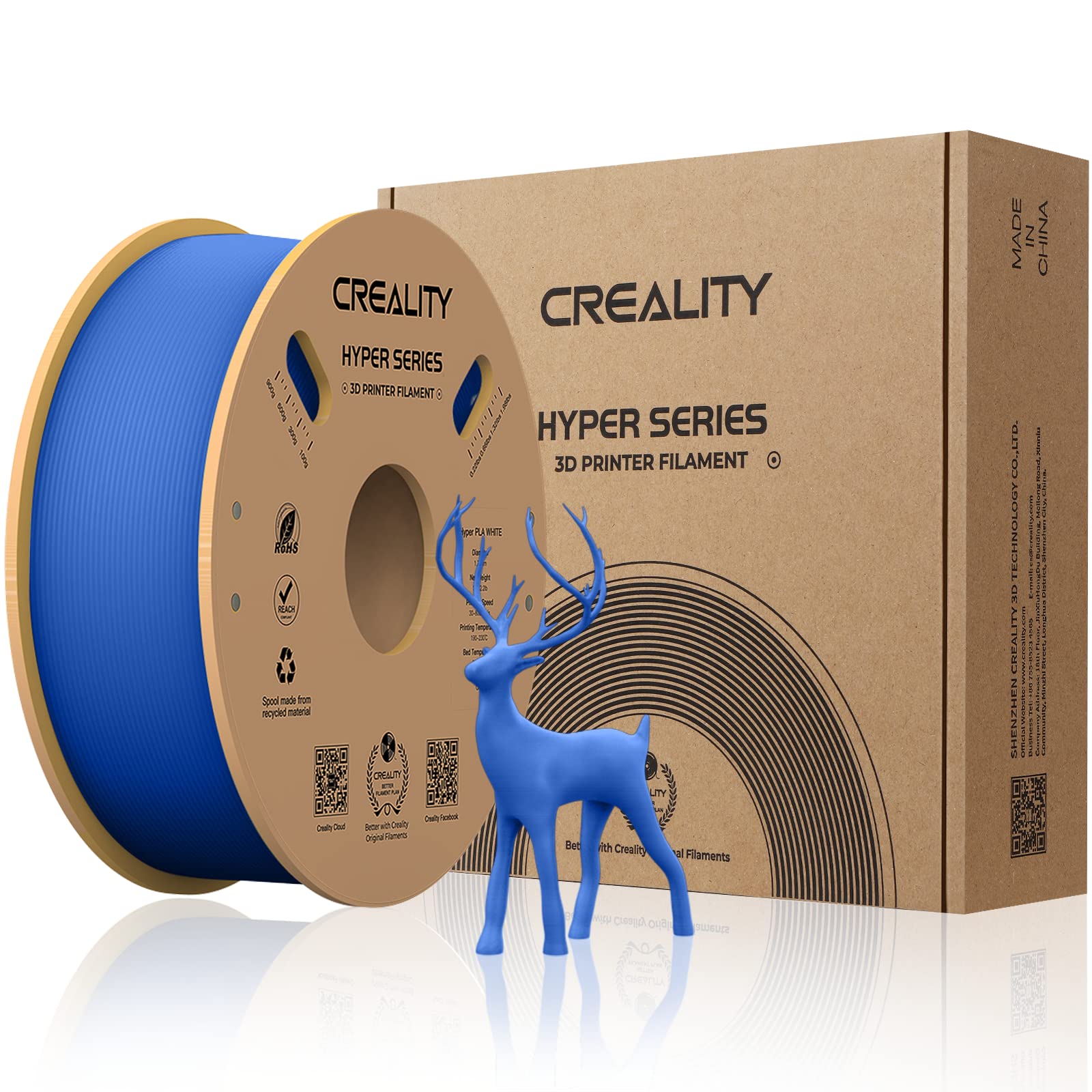 CrealityHyper PLA Filament 1.75mm, 3D Printer Filament, for High-Speed Printing, Neatly Wound Filament, Durable and Strong Toughness Dimensional Accuracy +/-0.02mm, 2.2lbs(1kg)/Spool(Gold)