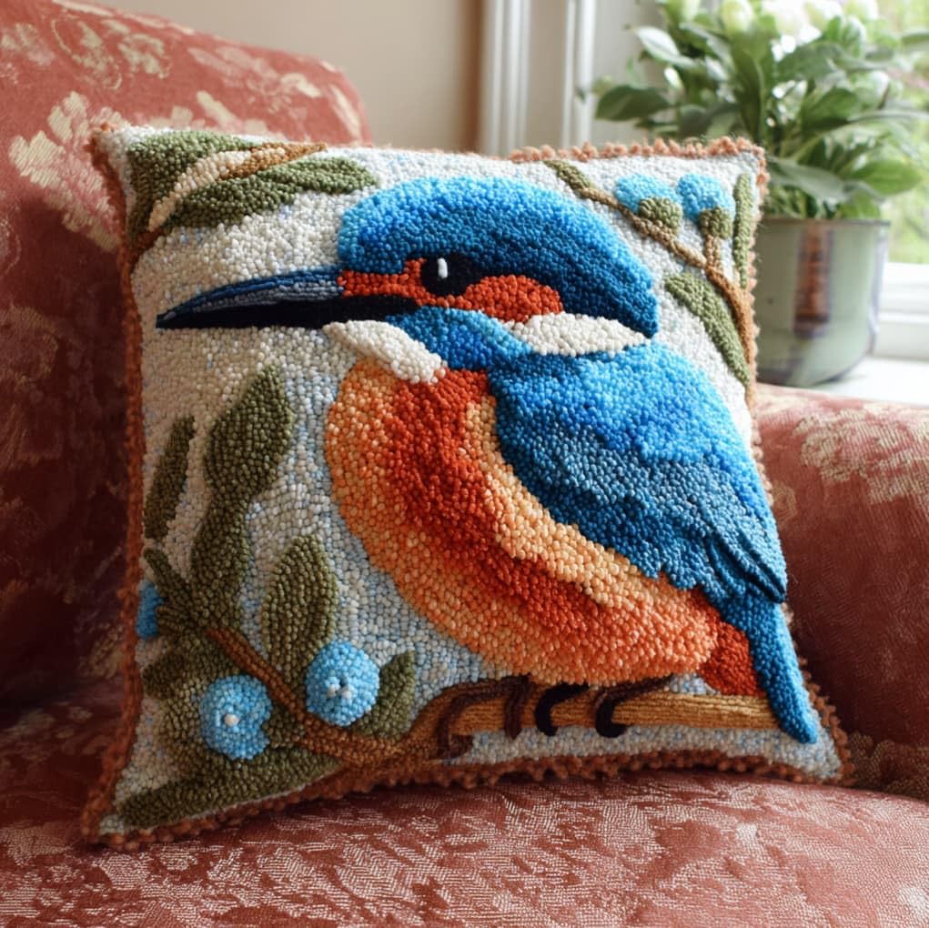 AxiangziK Latch Hook Crochet Cushion Kit,Kingfisher