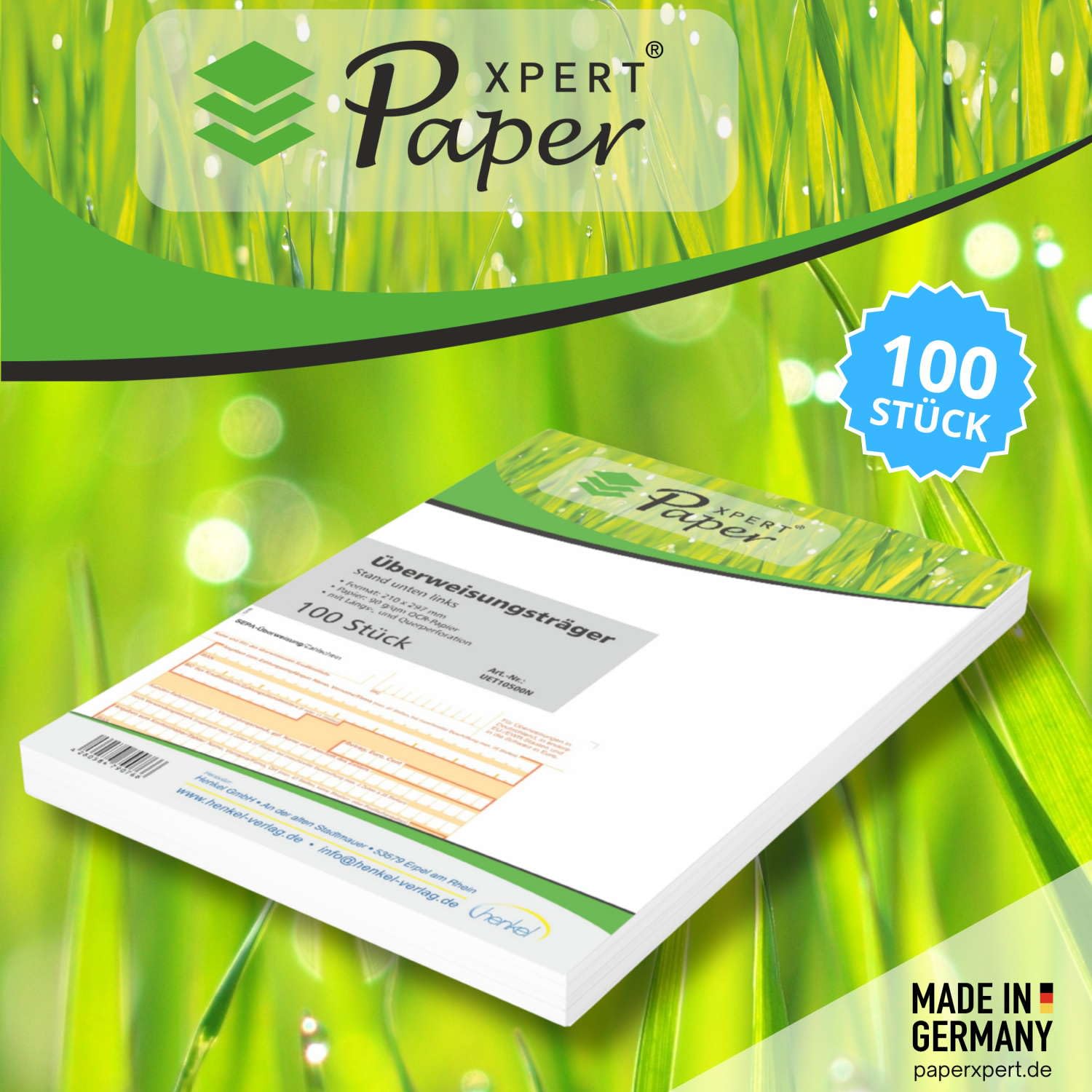 PaperXpert Transfer Carrier SEPA - Stand Bottom Left | DIN A4 | 90 g/m OCR Receipt Reading Paper | Premium Brand Quality - Made in Germany x 100 - Image 2