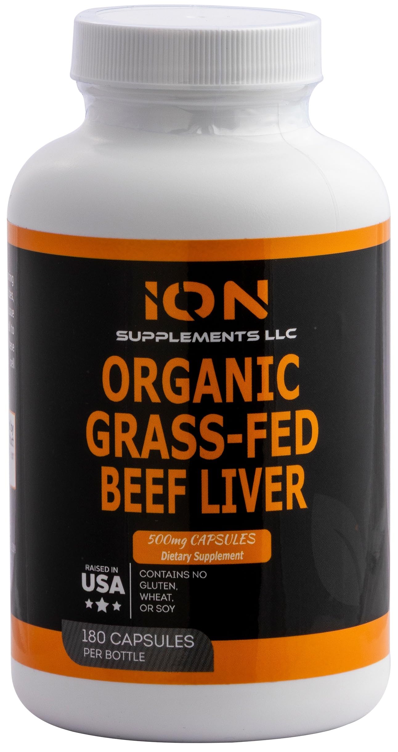 Beef Liver (Made from Organic American Liver) - 180 Capsules, Not Defatted, Freeze-Dried