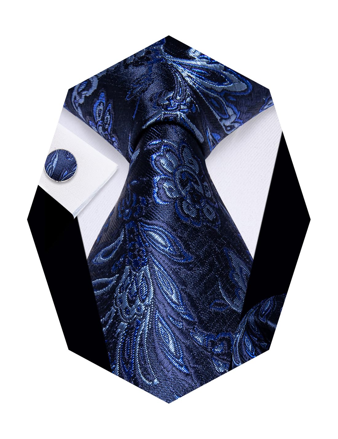 Paisley Tie Sets Floral Necktie Handkerchief Cufflinks Set Silk Woven Ties Business Wedding Party