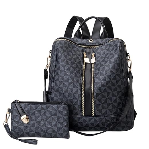 Mochilas femininas moda bolsa de couro PU design multiuso bolsa conversível mochila de viagem bolsa e bolsa 2 peças
