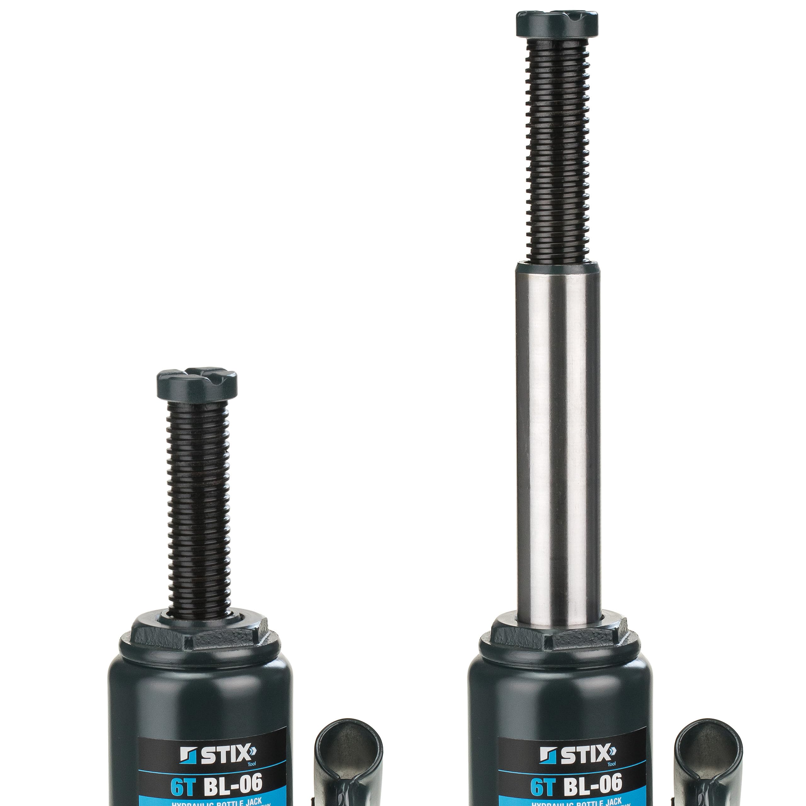 STIX Hydraulischer Flaschen-Wagenheber BL-06, Stempelwagenheber mit 6 Tonnen Tragkraft, 200-405 mm Hubhöhe, Kompakt-Wagenheber