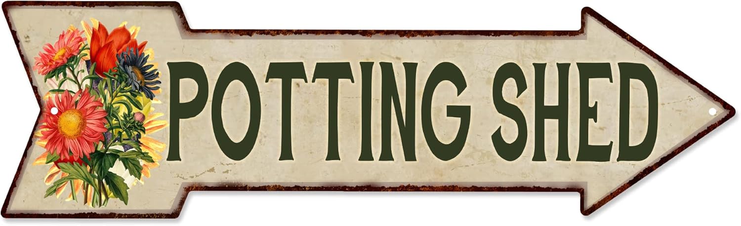 Potting Shed Arrow Sign This Way Flowers Gift Shed Right 205170008002