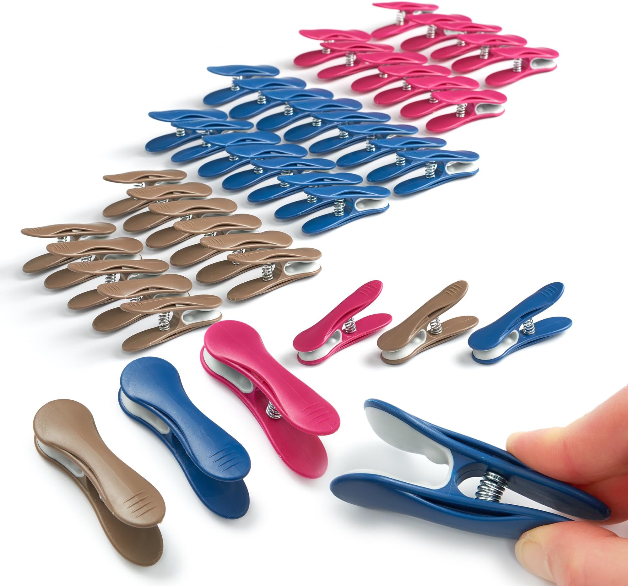 culiclean Clothes Pegs for Washing Line – Strong Soft Grip Washing Pegs Soft Clips – Durable Plastic Laundry Pegs for Indoor and Outdoor Use – Heavy Duty Clothes Clips – 40 Pack – blue-purple-brown