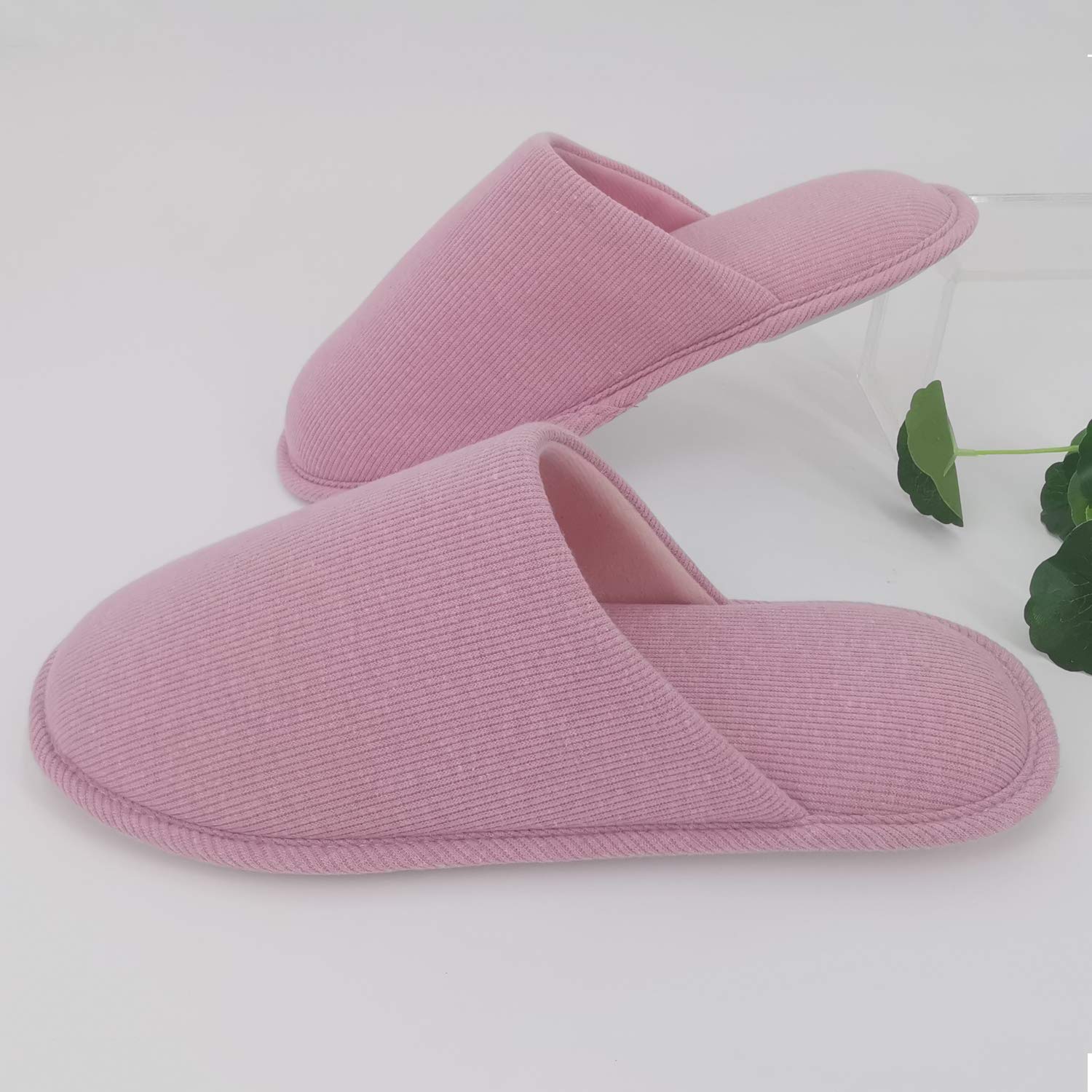 ofoot Damen Bio-Baumwolle rutschfeste Hausschuhe, gemütlicher Memory-Schaum waschbar für Sommer Schlafzimmer, Gummisohle