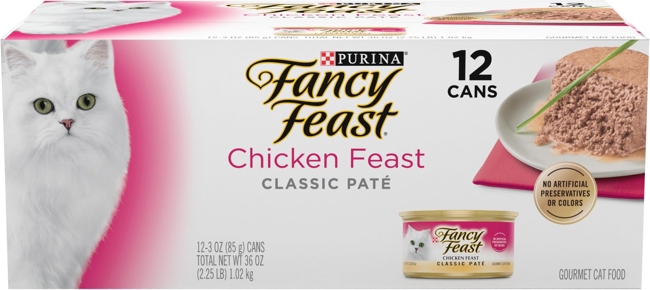 Purina Fancy Feast Chicken Feast Classic Wet Cat Food, 3-Ounce, 12 Cans, Pack of 2