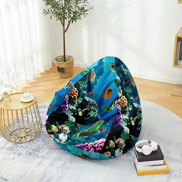 Mateju Pouf Poire for Kids and Adults with Marine Design