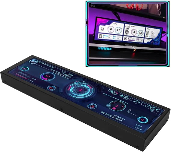 Dpofirs 8.8 Inch CPU Hardware Temperature Monitor, Sensor Panel Display 1920x480 for ARGB Computer Case, Secondary Screen for Linux, Gifts