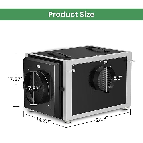 Miniatura 5 de Waykar Deshumidificador comercial de 155 pintas para espacios de rastreo de hasta 6500 pies cuadrados incluye manguera de drenaje y filtro lavable
