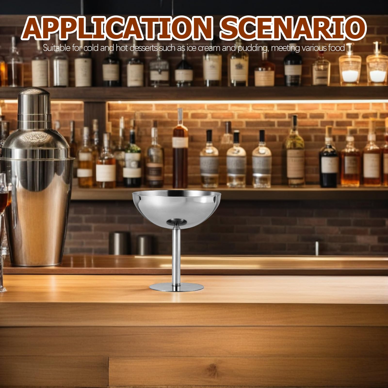 Cabilock Juego de 4 Cuencos de Acero Inoxidable para Helado - Vasos de Postre con Base de 142 Ml (5 Oz) para Helados, Pudines, Yogures Y Aperitivos. Platos Reutilizables para Servir en Reuniones