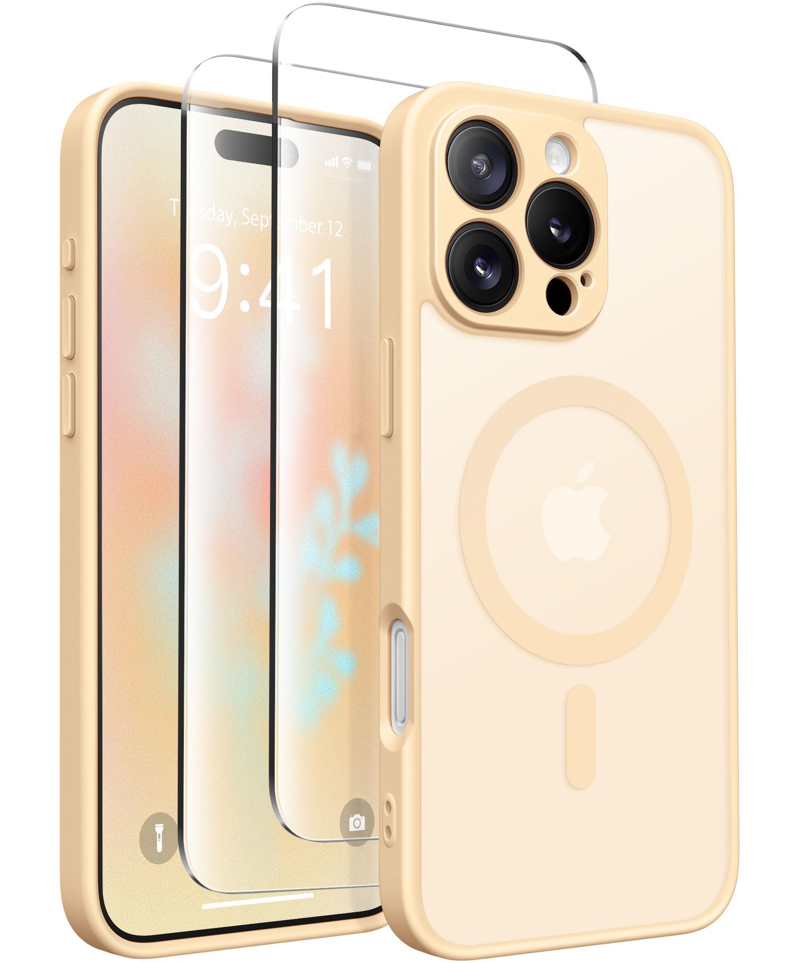 CAPRARO Magnetic Compatible with iPhone 16 Pro Case, Upgraded [Full Camera Protection] [Compatible with MagSafe] Protective Translucent Matte Women