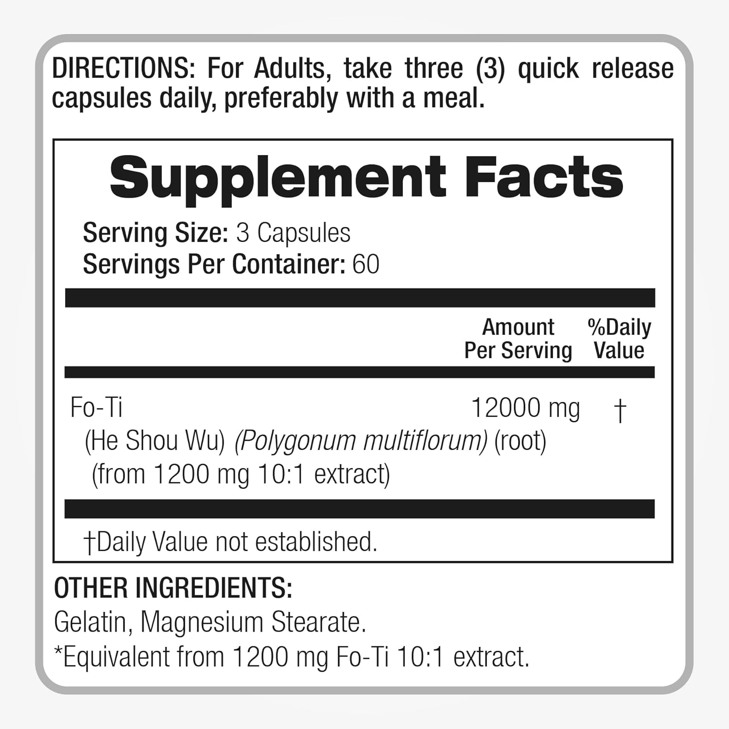 Lab | he shou wu | fo ti Capsules |180 Capsules | 12000 mg | fo ti | foti Root | foti | fo-ti | fo-ti Supplement | Ultra high Absorption. - Image 4