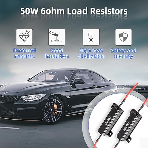 Miniatura 5 de 2 unidades de resistencias decodificadoras de faros delanteros LED de 50 W 6 ohmios, para fijación de bombillas LED de sobreflash rápido, códigos de