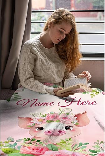 Miniatura 221 de Manta personalizada con diseño de jirafa y elefante, manta de franela suave, acogedora y ligera con nombre para sofá, cama, sofá, regalo, unisex