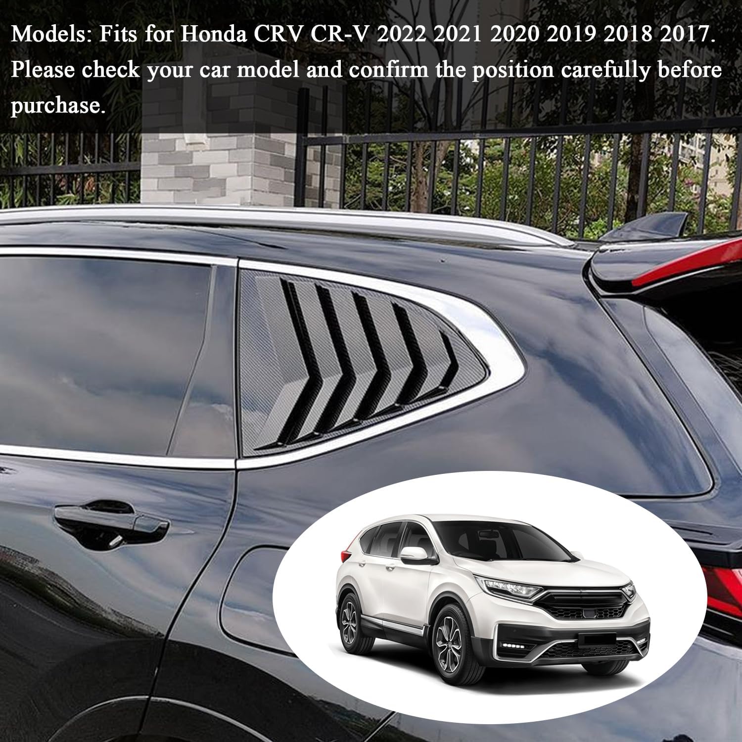 Rifoda for Honda CRV CR-V Window Louvers Air Vent Scoop Shades Cover Blinds Fit for CRV 2022 2021 2020 2019 2018 2017 Rear Side Window Louvers Decoration Trims ABS Material 2PCS (Carbon Fiber)
