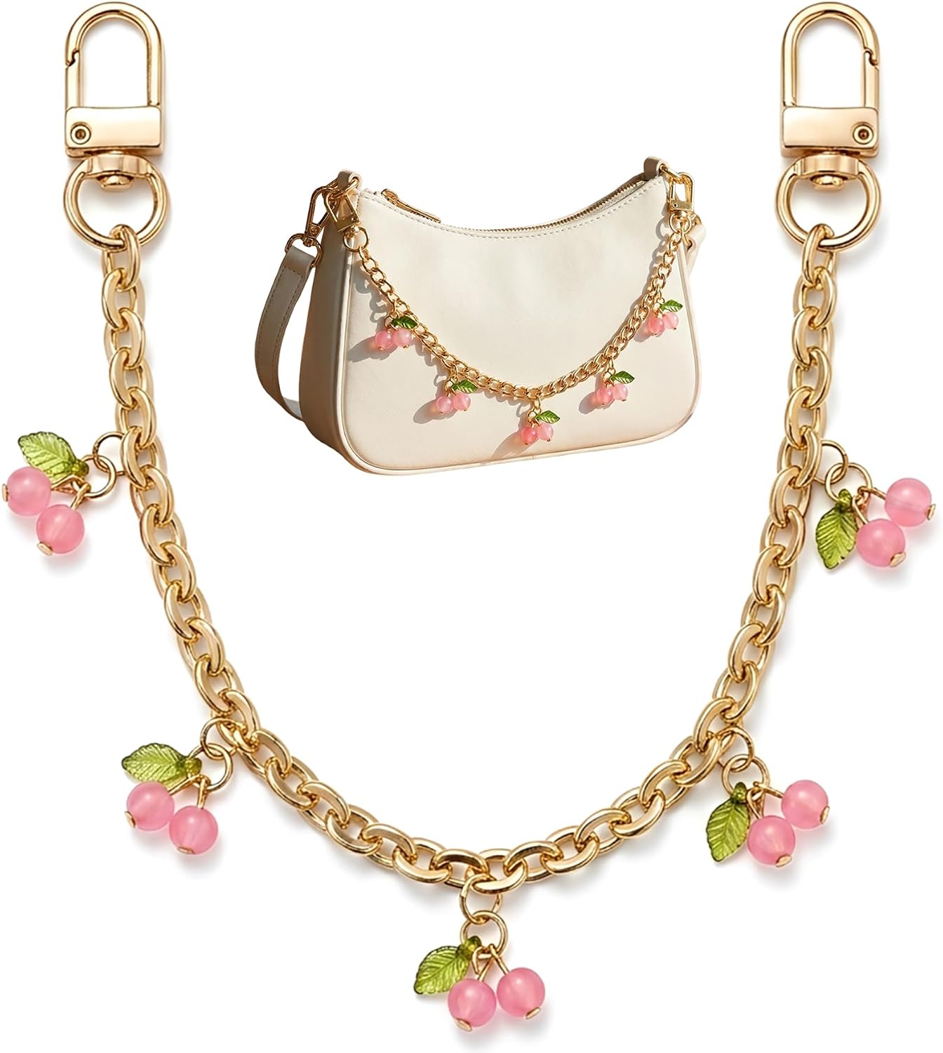 Cute Cherry Bag Chain, 12.2in Gold Purse Chain Decor for Handbags