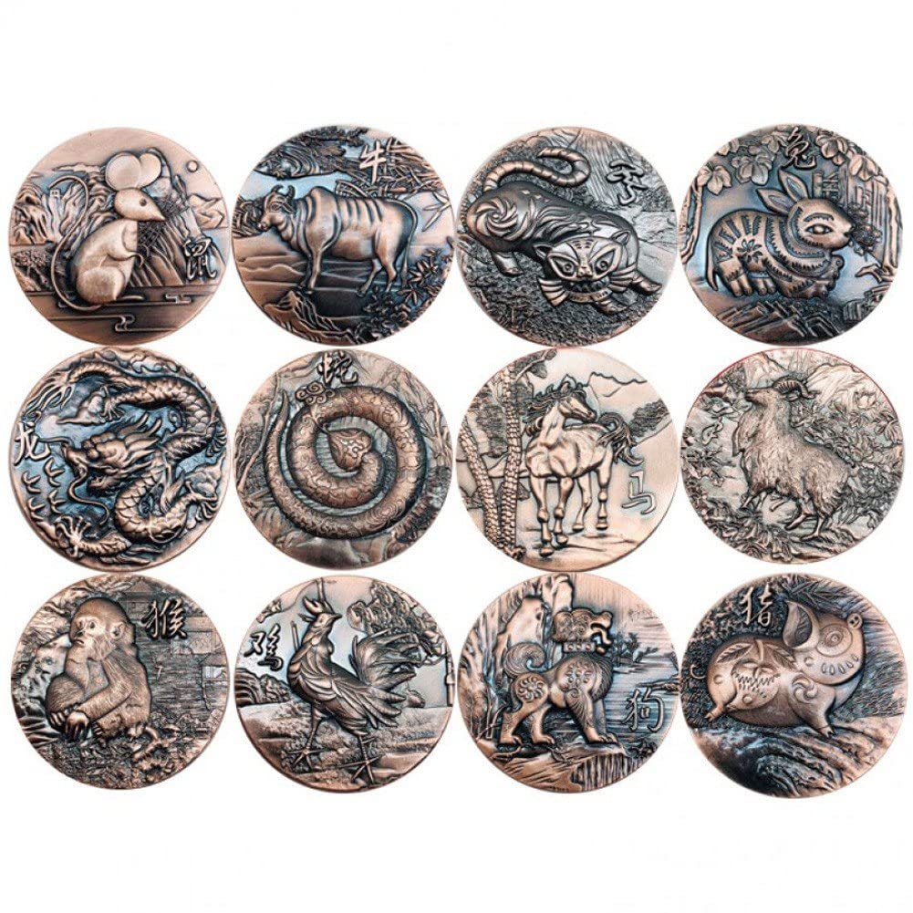 Pièces Commémoratives Zodiaques Wudaizhi, le coffret cadeau idéal de 12 pièces traditionnelles